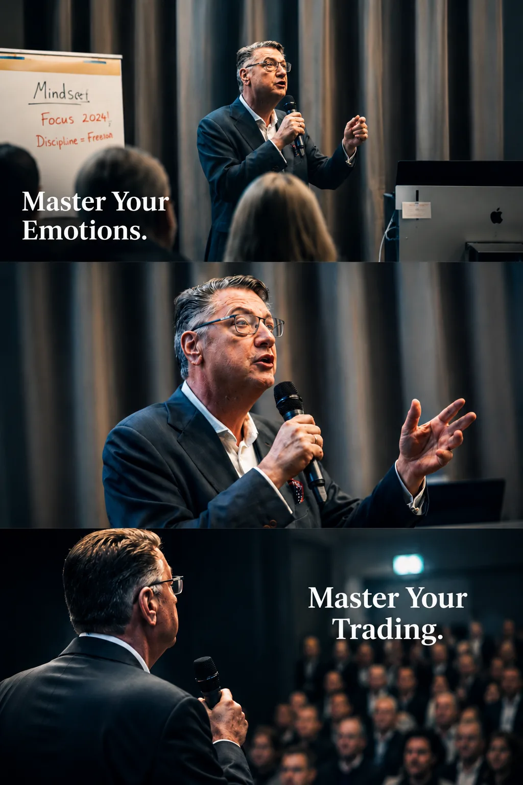 Master your emotions, master your trading — IF founder speaking on stage